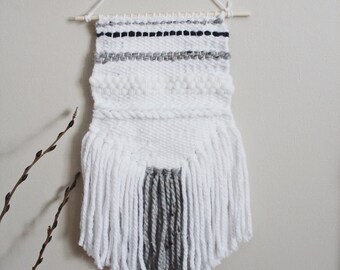 Neutral Gray and White Woven Wall Hanging
