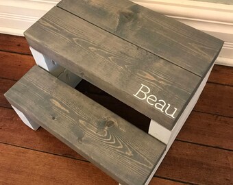 Personalized Rustic Segmented Kids Step Stool / Toddler Step Stool / Wooden Step Stool / Rustic Step Stool / Kitchen Step Stool / Step Stool