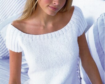 womens knitting pattern womens top short sleeve sweater summer top ladies tops 32-42 inch DK ladies knitting pattern pdf digital download