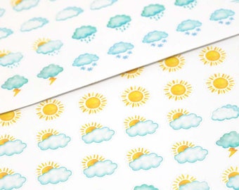 Watercolor Weather Sticker Kit, Weather Planner Stickers, Weather Sticker Set, Sunny Weather Icon, Rain Planner Sticker, Sun Sticker WWC1