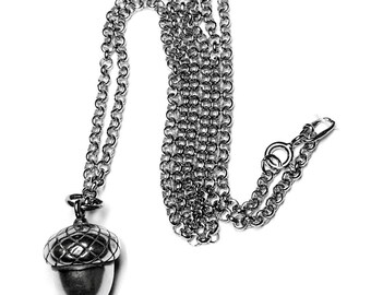Sterling Silver Acorn pendant with chain, perfect gift idea