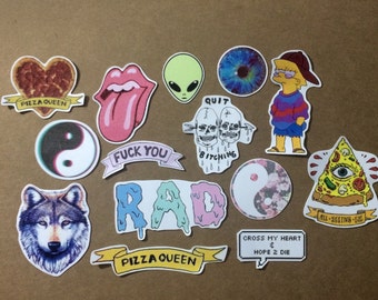 10 tumblr grunge stickers from SparklingStuffStudio on Etsy Studio