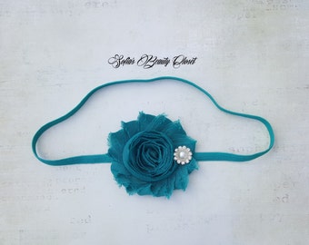 Teal headband. Newborn headband. Infant headbands. Baby girl headbands. Turquoise headband. Preemie headbands. Flower headband. Headbands