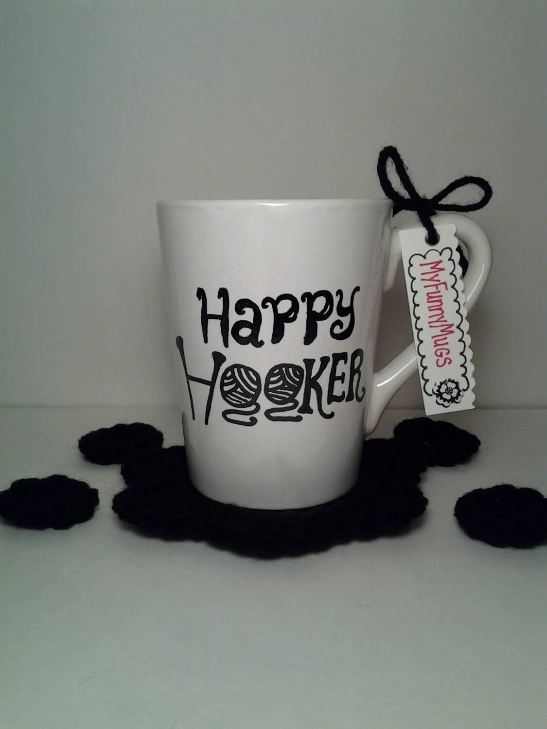 Happy Hooker Mug Crochet and Knitting Lovers Crochet Mug