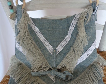Denim Fringe Cross Body bag