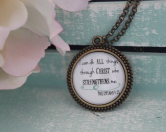 Charm glass pendant necklace I can do all things