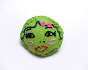 Embroidered felt brooch - Felt brooch - brooch