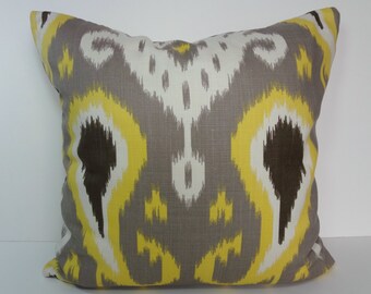 IKAT Batavia Decorative Pillow Cover, Robert Allen Citrine Yellow Pillow Cushion Cover, Dwell Studio, 20 x 20