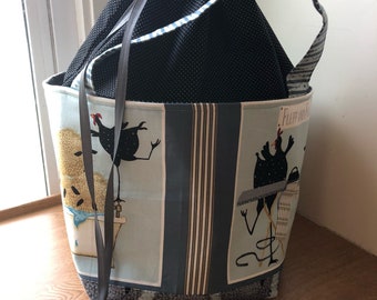 Sweater Project Bag, Sweater Bucket, Extra Large Knitting Bag, Yarn Storage Tote, Extra Large Drawstring Bag, Blanket Project Bag, Huge bag,