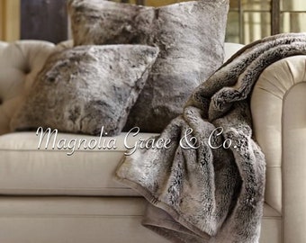 Ombre Faux Fur Throw Pillow 20"x20" *insert included*