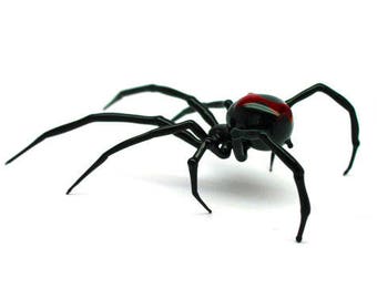 Art Glass black Widow Figurine, Blown Glass Spider, , hand blown glasses, BLACK WIDOW, Spider Charms