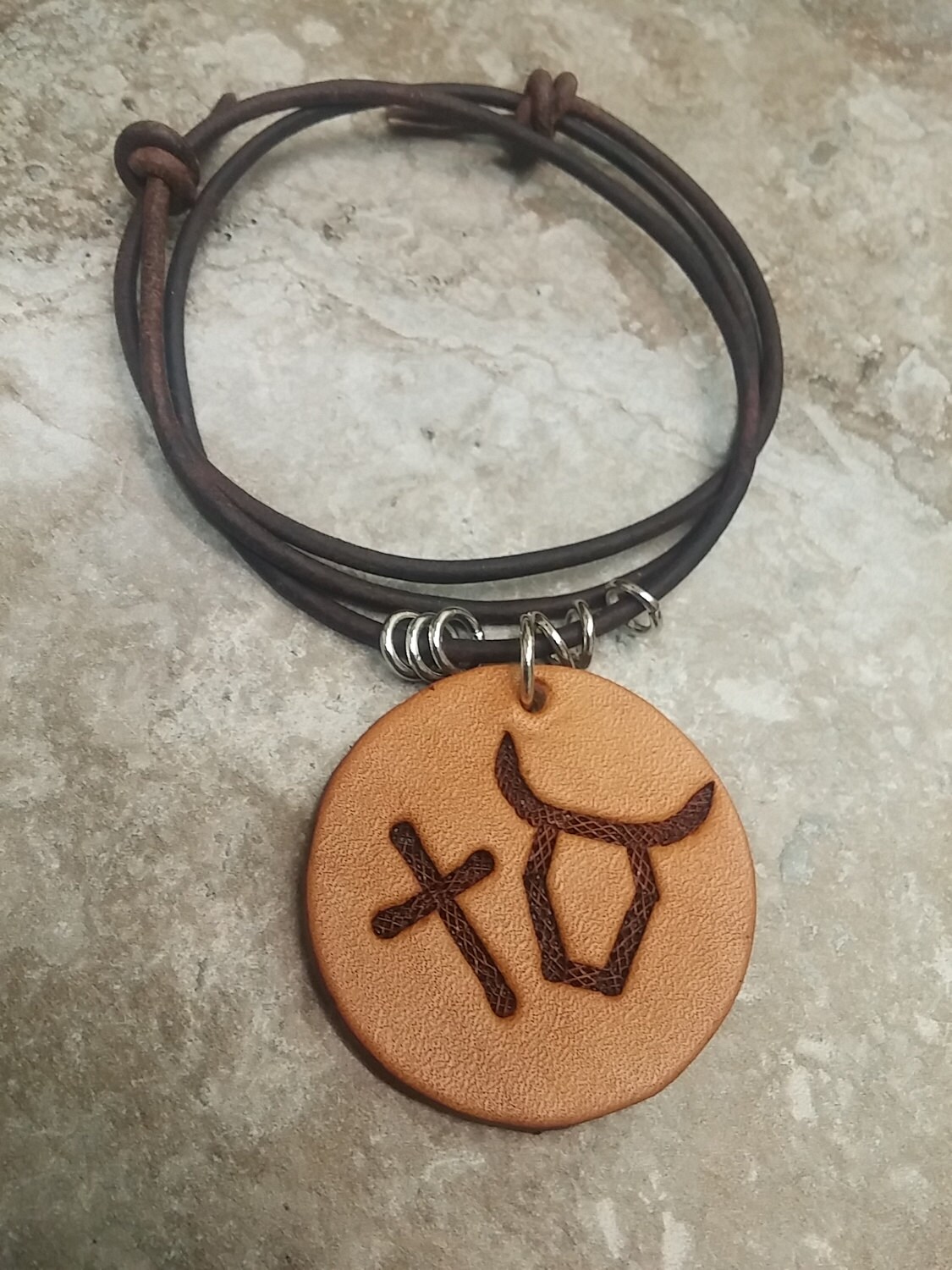 Aleph Tav in PALEO HEBREW Alpha Omega Leather Necklace