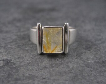 Vintage Modern Sterling Rutilated Quartz Ring Size 8