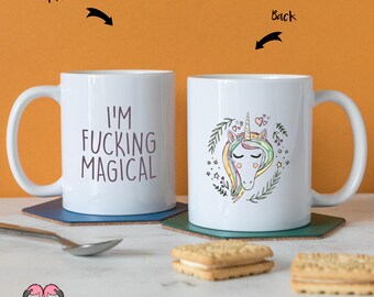Fucking Magical - Unicorn mug - Funny Mug - personalised - birthday gift - rude - swearing