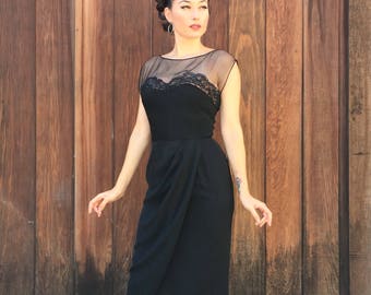 1950s Jean of California Illusion Dress