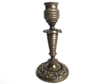 Antique Candlestick, Solid brass victorian style candle holder. #6A7G169KA