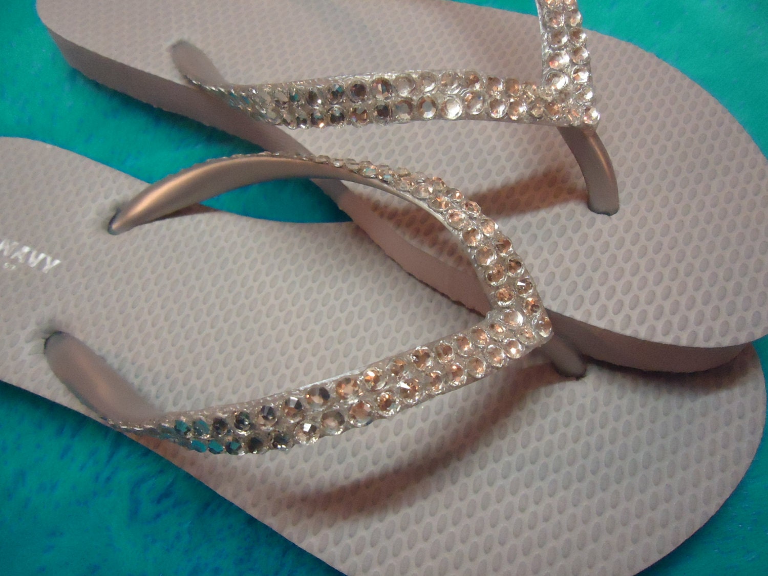 Crystal Covered Wedding Flip Flops-Clear Crystals