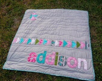 Modern Personalized Baby Girl Quilt