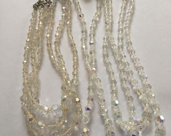 Aurora Borealis Bead Necklace Vintage lot for wear or repurpose