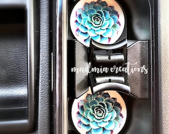 Car Coasters {Set of 2: Floral Cactus, Succulent, White Teepee, Black Teepee}