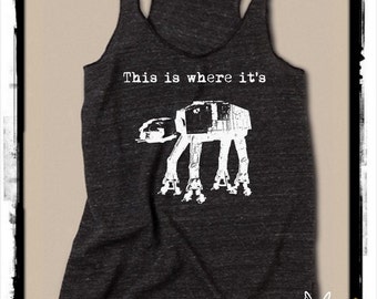 This is where it's At-At Ladies Heathered Tank Top Shirt screenprint Alternative Apparel
