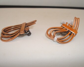 Vintage Renoir modernist copper clip on earrings