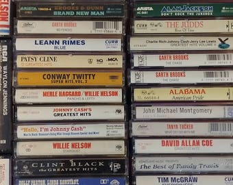 Country Music Cassette Tapes--Garth Brooks, George Strait, Willie Nelson etc.