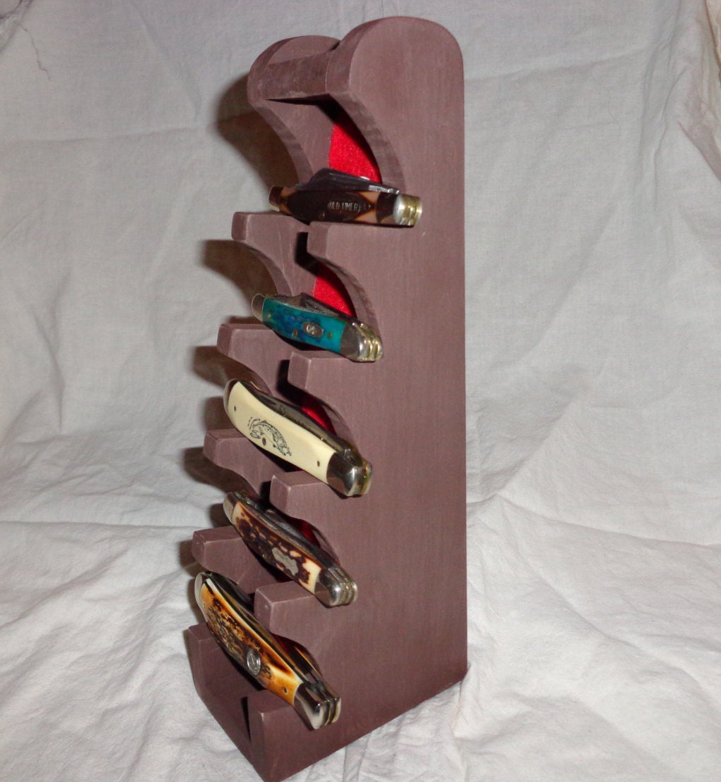 Custom Made Wood Knife Display Stand For Regular Pocket