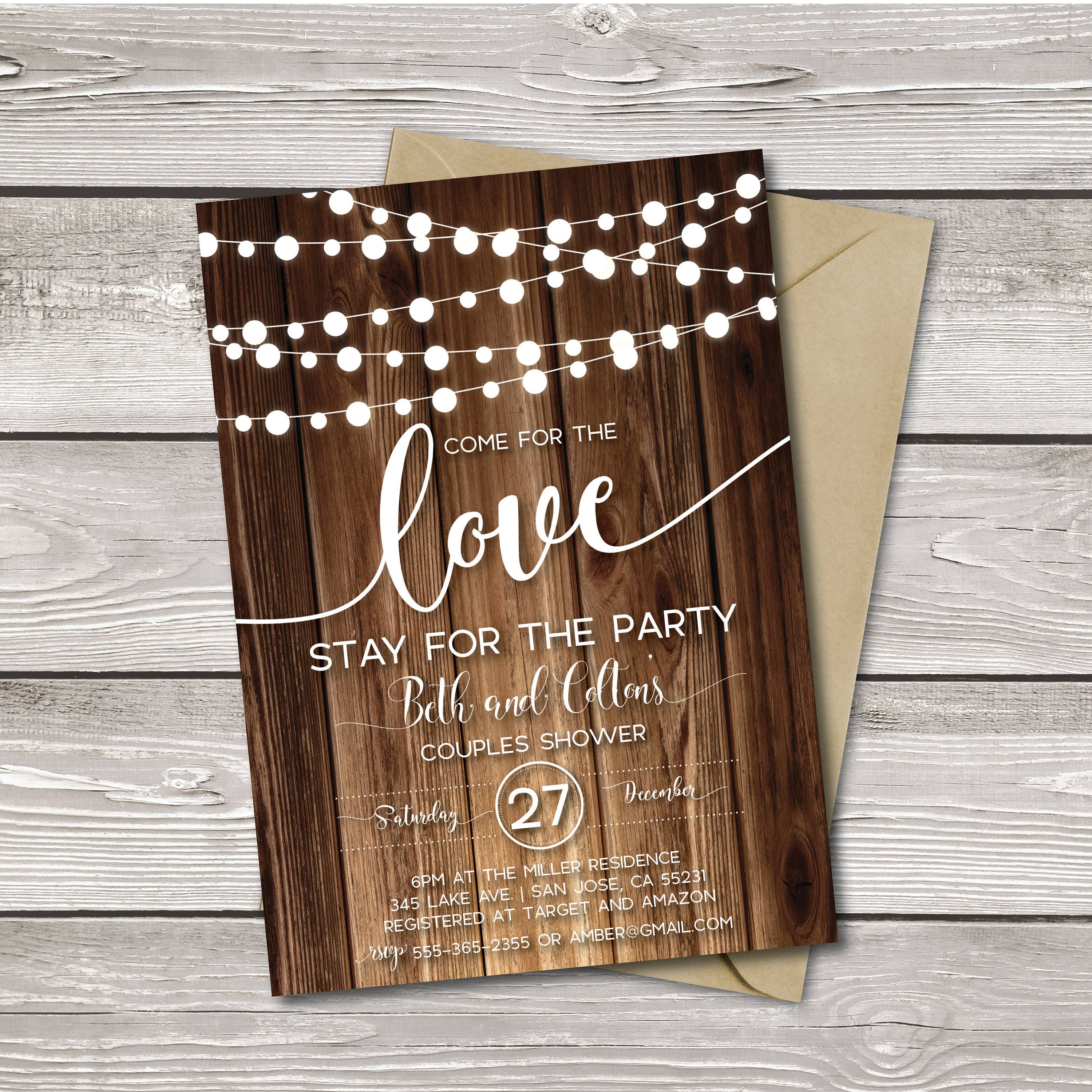 Couples Shower Invitation String Lights Couple Bridal Couples Shower Invitation String Lights Couple Bridal