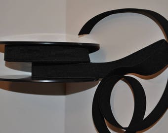 elastic ribbed flat 25mm / 2.5 cm black by the yard