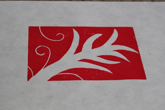 Botanical colorful wood block prints on 9x12 paper