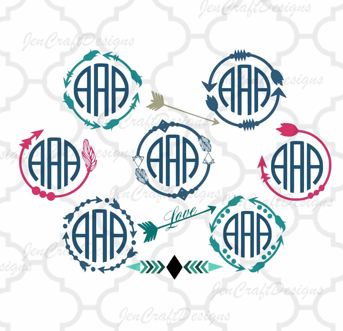 Download Arrow Monogram Svg Boho, Cute Arrow Svg Digital Design ...