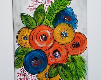 Original Flower Watercolor painting, abstract flower painting, gouache flower painting, nature flower art, flower art, floral art, 11 x 14