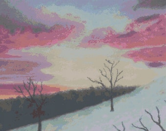 Winter in Pink cross stitch pattern