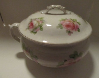 Knowles, Taylor and Knowles Co Lidded Rose Transfer Chamber Pot- Made in USA