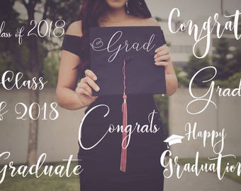 20 PNG Photo Overlays, Word Overlay, Graduation Announcement, Class of 2018, Senior Graduation, Photoshop overlays - INSTANT DOWNLOAD