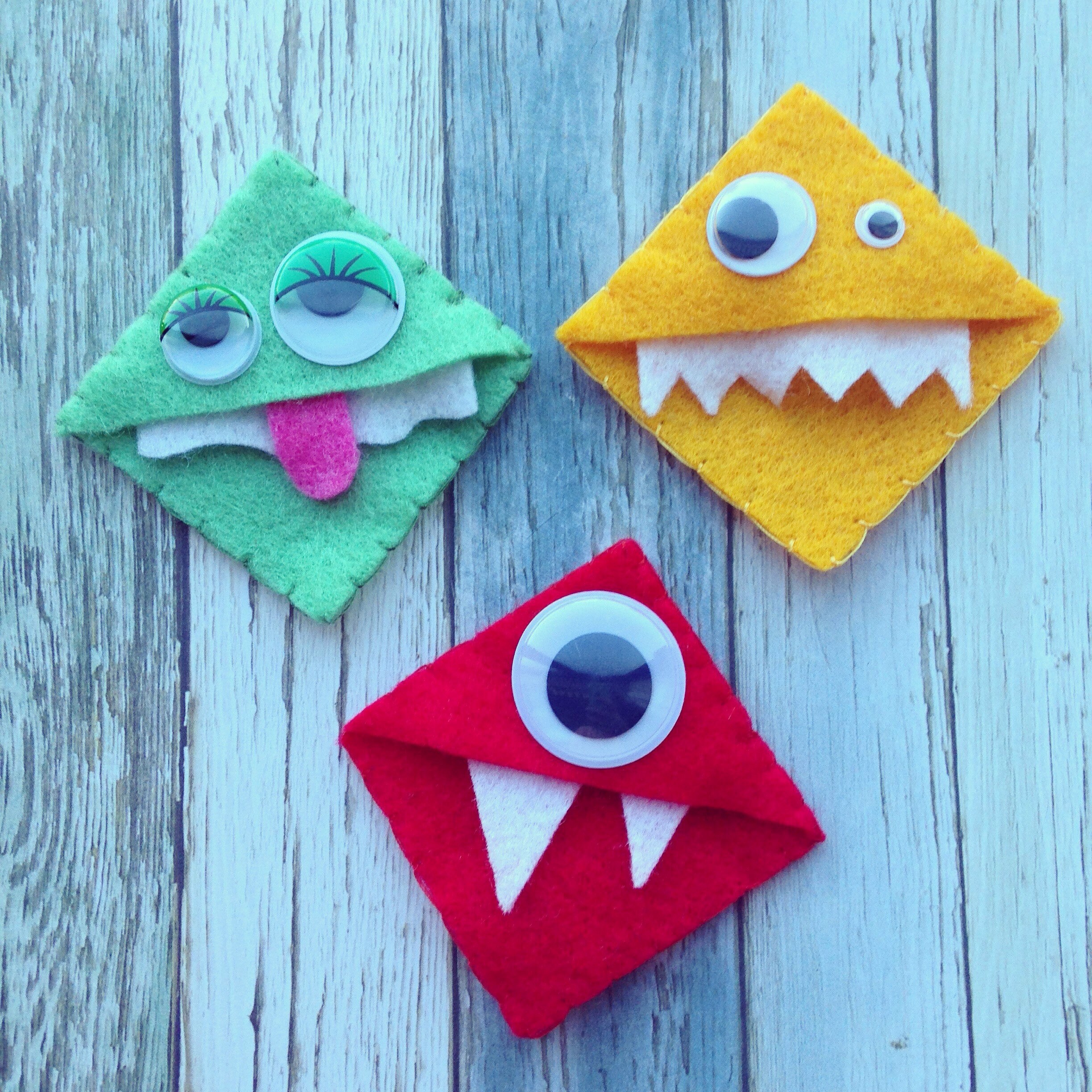 Monster bookmark novelty corner bookmark felt monsters kids