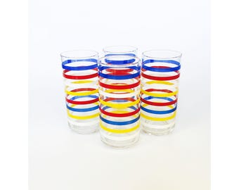 Vintage Colorful Striped Tumblers / Set of 4