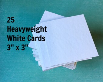 3" White Chipboard Squares (25) ... 3x3 Heavyweight Cards Blank Cards DIY Mini Banner Art Supplies Craft Supply Thick Cardstock Paper Goods