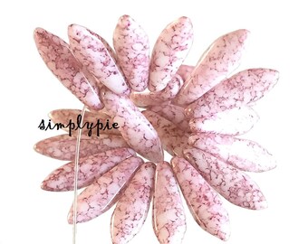 Pink Picasso Dagger Czech Glass Beads 16x5mm 25 Pcs