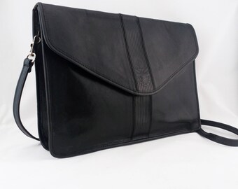 Vintage Leather Briefcase Portfolio bag by Christine, Made in Italy