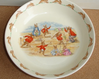Vintage Bunnykins Cricket Game (LF12) Porridge/Cereal Bowl Royal Doulton