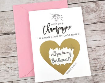 Bridesmaid Scratch Off Card, Pop the Champagne Card, Funny Bridesmaid Card, Funny Bridesmaid Proposal - (FPS00S16)