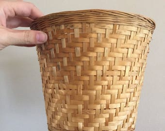 Vintage Wicker Planter - Woven Wicker Basket- Boho Planter- Wicker Collection- Basket Planter- Vintage Boho Decor- Rattan Planter