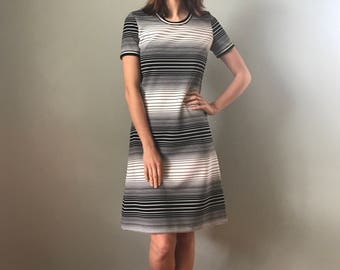 Vintage 70s Mod Op Art Black & White Dress