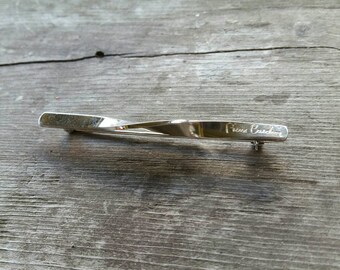 Pierre Cardin Twisted Bar Silver Tone Brooch