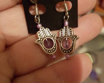 Henna hand silver plated earrings