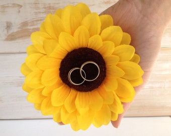 Wedding Ring Pillow Sunflower Wedding Ring Holder Ring Bearer Rustic wedding