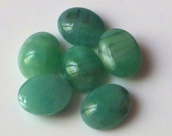 6 Pieces 10X8 MM Oval Shape Natural Brazilian Green Emerald Cabochon Cut Calibrated Gemstone Wholesale Lot 8X10 MM Oval Cabs Stone