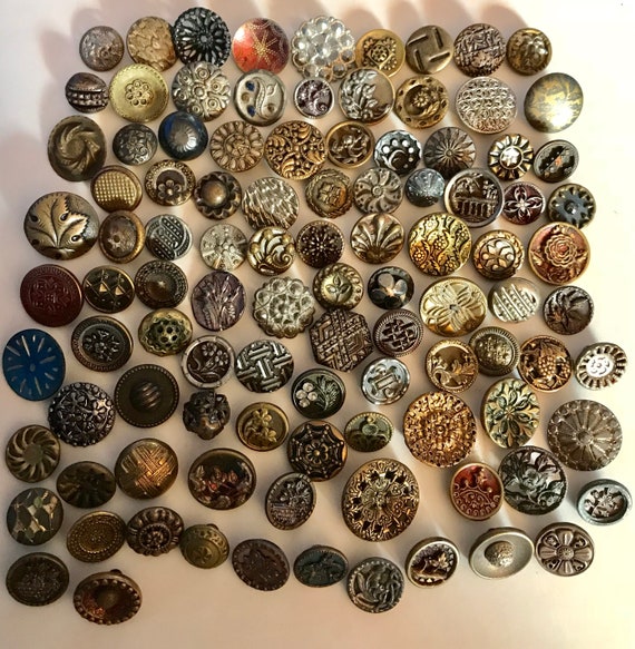 thumbnail image 2 of Rare Mix! 50 Piece Lot Of Vintage & New Metal Buttons – Mixed Styles 2 of 2